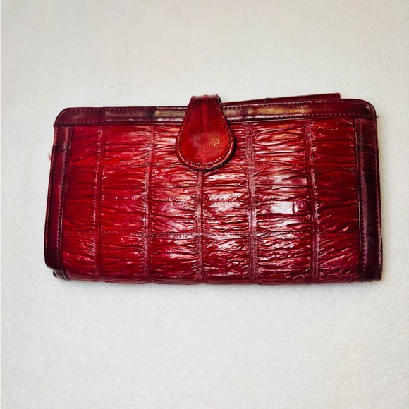 Source Unknown Handbags - Eel Skin Vintage Wallet or Clutch in an Oxblood Red EUC